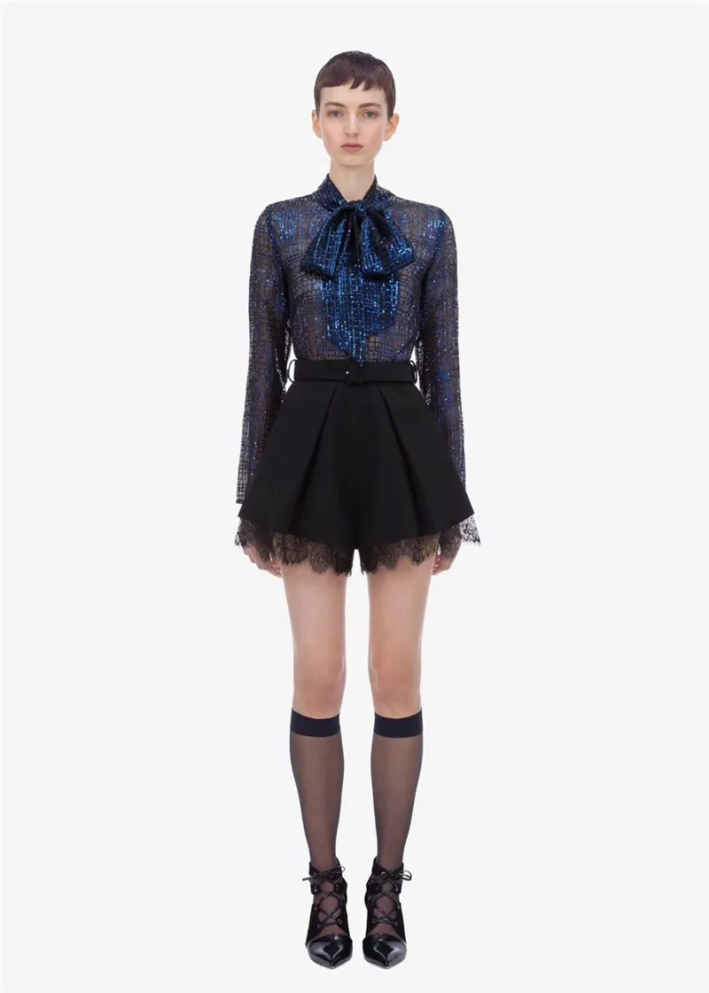 

2019 Autumn new arrive black shorts with belt high quality