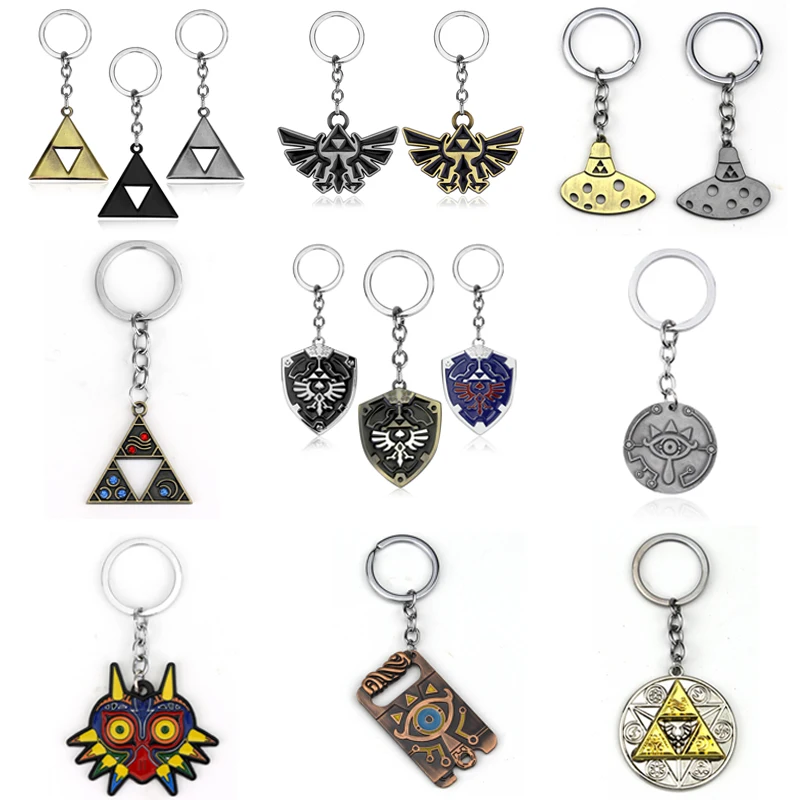 

Anime Zelda Keychain Master Sword Majora Mask Breath Wild Eye Chaveiro Legend of Zelda Hylian Shield Pendant For Men Accessories