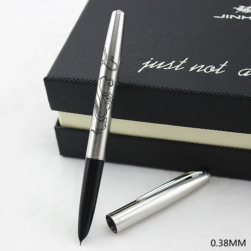Jinhao 911 Pure Silver Steel Fountain Pen With 0.38mm Extra Fine Nib
