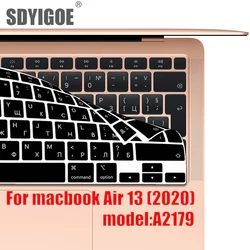 Couverture de clavier d'ordinateur portable pour macbook Air 13 2020, film de protection, nouveau, en silicone, russe, espagnol, coréen, A2179 