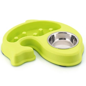 

Fish-Shaped Dog Bowl Anti-Choking Puppies Slow Feeding Feeder Double Bowl to Prevent Obesity