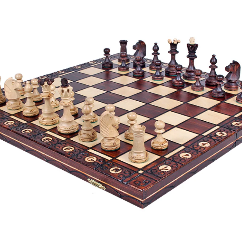 Large Portable Chess Sculpture Professional Wooden Game Accessories Pieces Chess Board Spelletjes Family Table Games Ed50zm