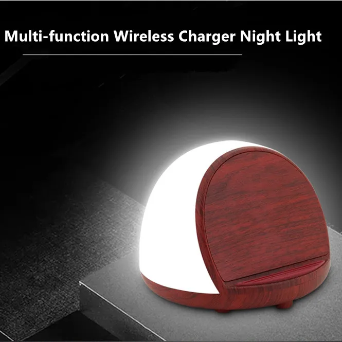 Wood Wireless Charger Touch Conversion Smart Night Light For iPhone 8 Plus X XS XR MAX Fast Induction Charger Without Wire