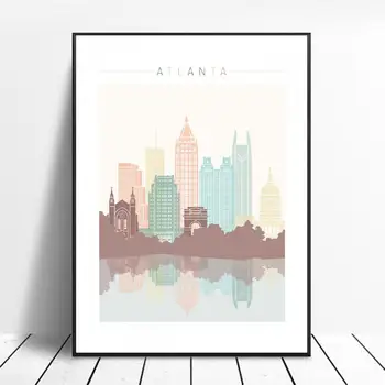 

Atlanta Skyline Canvas Print Wall Art Poster Picture Modern Minimalist Bedroom Living Room Decoration No Frame