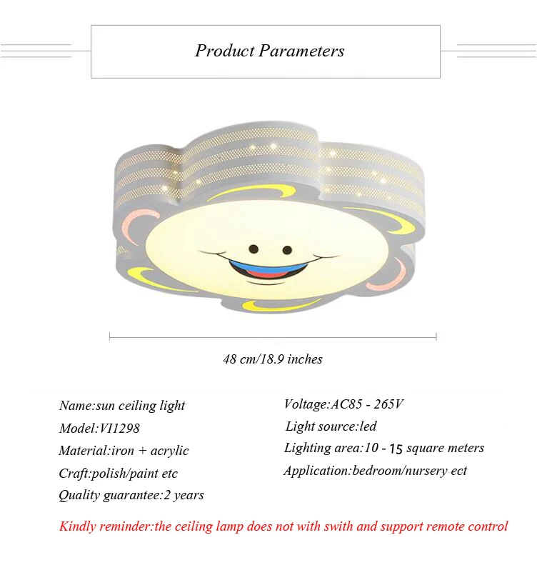 Новинка выдалбливают Железный корпус лампы милый прекрасный солнце улыбка мультфильм светодиодный потолочный светильник, светильник, Светильники для детской спальни, Детский Светильник ing