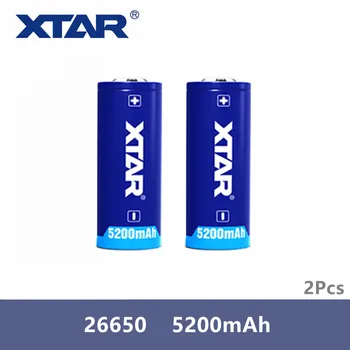 

2Pcs original Xtar Rechargeable 26650 5200mAh button top 3.6V protected battery for flashlights portable power supplies etc