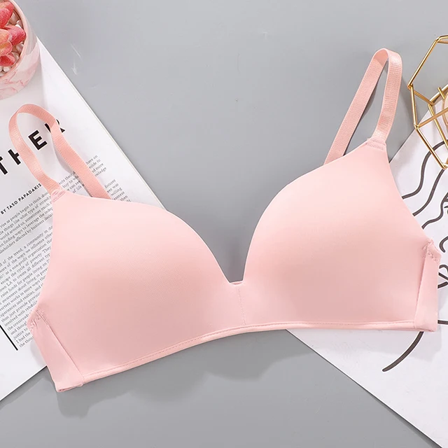 Women Seamless Bra Sexy No Wire Push Up Underwear Bras For Girls Students Breathable Thin 12 Colors Comfortable Bras Brassiere Pink