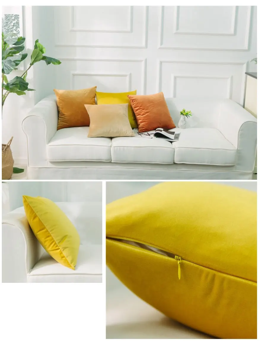 Nordic Style Velvet Pillowcase Simple Solid Throw Cushion Covers Square Pillow Cover for Bedroom Sofa Living Room Decoration