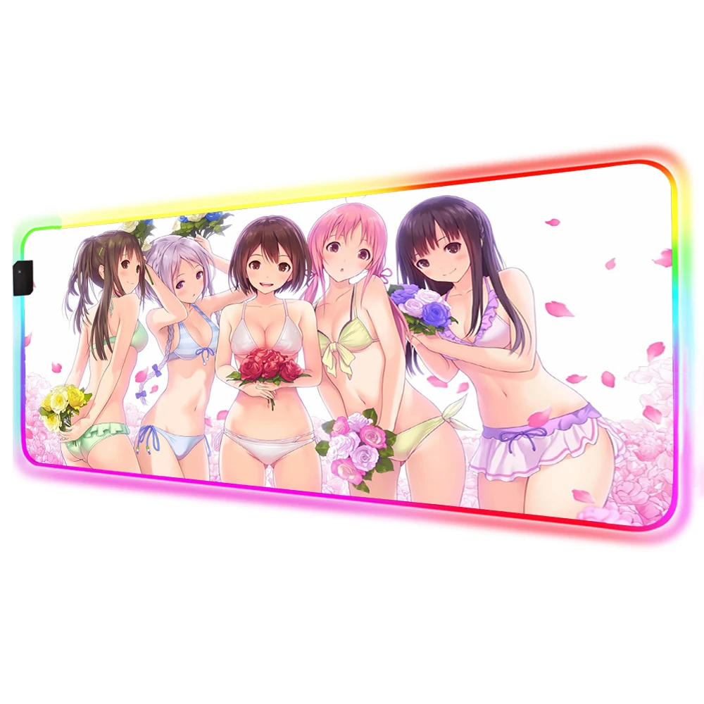 

Anime Sexy Bikini Girls RGB Large Mouse Pad LED Backlight Color Computer Notebook Office Game Accessories Desktop Pad 900x400MM