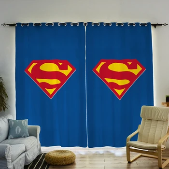 

Super Man Captain America 2 Panels/Set Window Curtain Block out Fabric Drapes Darkening Thermal Insulated Kids Child Living Room
