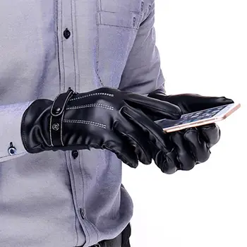 

Winter PU Leather Gloves Outdoor Running Driving Gloves Windproof Warm Touch Screen Gloves Cold Weather Windproof Gloves New
