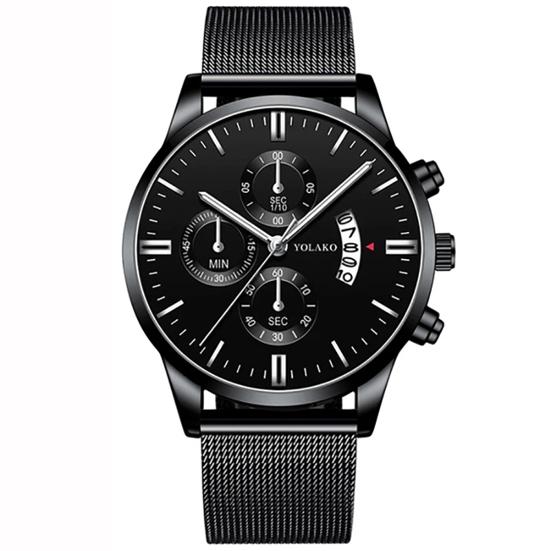 Fashion Mens Sports Watches Luxury Men Stainless Steel Mesh Belt Watch Male Business Quartz Wristwatch Leather Bracelet Clock 