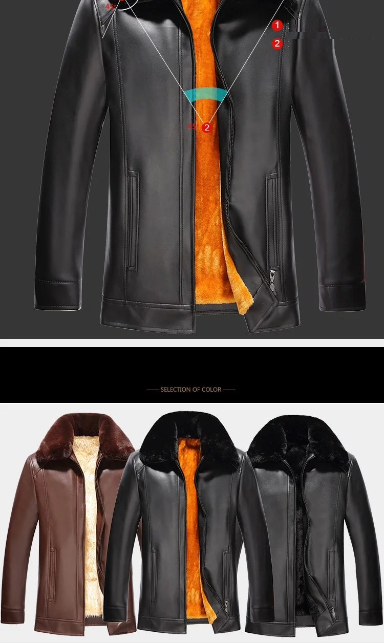 Зимняя теплая куртка из искусственной кожи мужская однотонная куртка с длинным рукавом из искусственной кожи пальто с воротником-стойкой Толстая приталенная Мужская куртка Тренч пальто