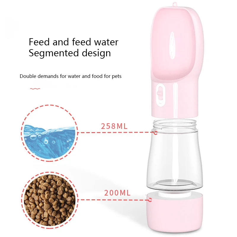 Newest Pet Dog Cat Water Bottle Portable dog bottle Water Feeder Silicone Sealing Ring Design For Walking And Traveling