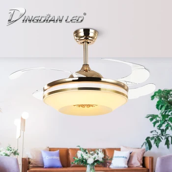 

LED Ceiling Fan Lights Lamps AC200-240V 40+42W White&Warm White Remote Control Hanging Invisible Fan Blades LED Dining room Deco