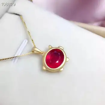 

Myanmar 925 silve Natural Ruby Gemstone pendant Women Fine Jewelry 4x5mm