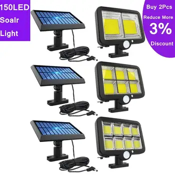 

150/160 LED COB Rechargeable Solar Light Outdoors PIR Motion Sensor Lamp Waterproof Solar Street Wall Light Garden Decoration