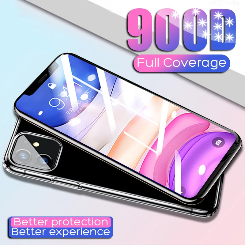 900D полное покрытие закаленное стекло для iPhone 7 8 6 6s Plus X XR XS Max Защита экрана 11 Pro