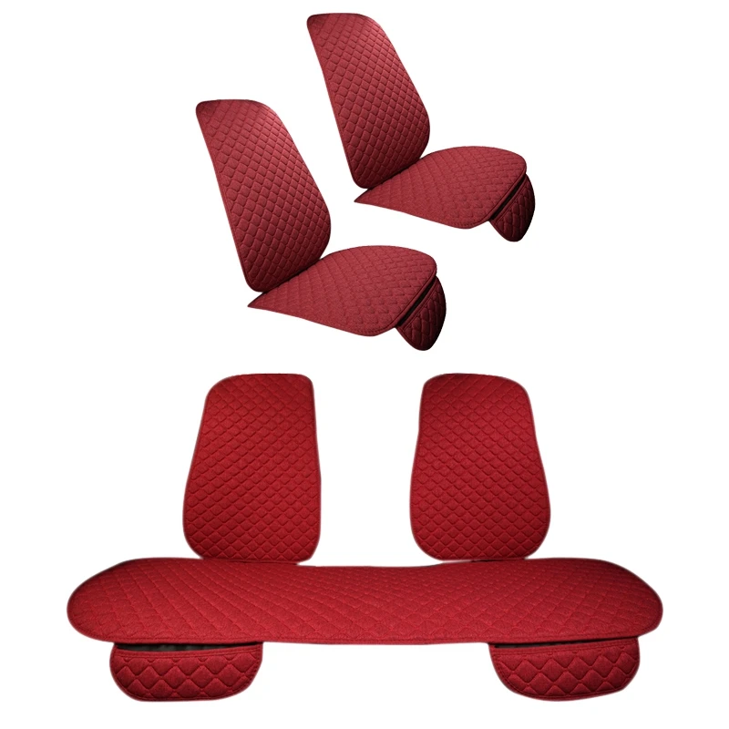 5 Seats Flax Car Seat Cover Protector with Backrest Front Rear Seat Back Waist Washable Cushion Pad Mat for Auto Five Complete S
