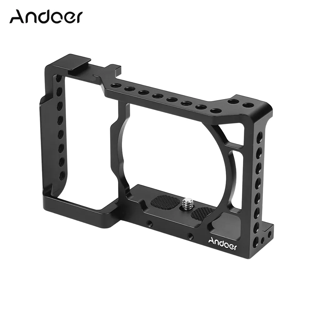 

Andoer Camera Cage Video Film Movie Making Stabilizer Aluminum Alloy 1/4 Inch Screw with Cold Shoe Mount for Sony A6500 Camera