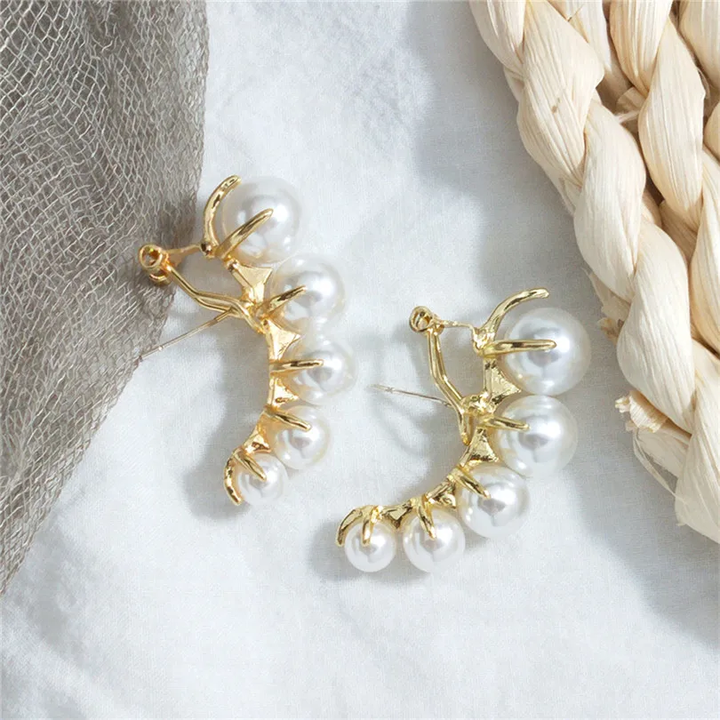 Simple Earrings Pearl Metallic Outer Irregular Shape Earrings For Women Acrylic Earrings Jewelry Boucle D`Oreille Femme 30AUG201