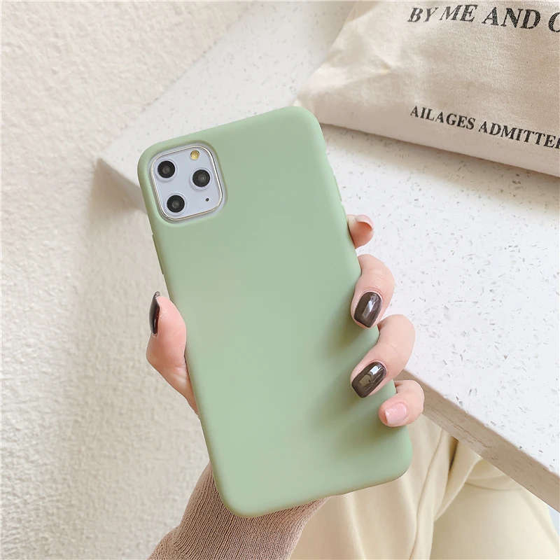 Grass Green Чехол для телефона LOVECOM для iPhone 11 Pro Max XR XS Max 6 6S 7 8 Plus X милый яркий сплошной цвет Мягкий ТПУ пара задняя крышка Coque подарок - Цвет: Grass Green