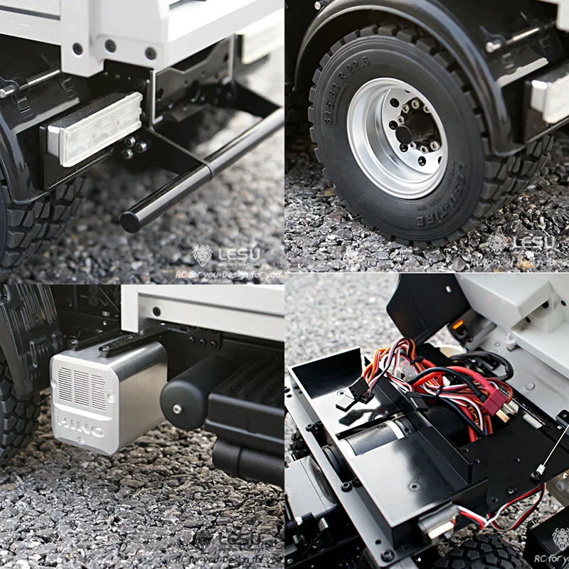 LESU 1/14 замок дифференциальный Hino700 6x6 металлический гидравлический самосвал RC грузовик