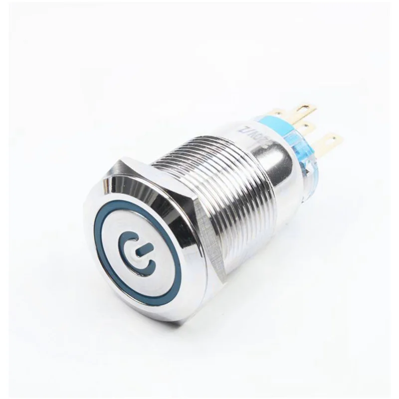 

19mm Metal Pine Push Button SwitchPower sign direct round lighting 1NO 1NC