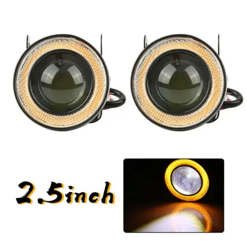 2 шт желтый COB Angel Eye Halo светодиодный противотуманные фары высокой мощности противотуманные фары для внедорожника грузовика - Испускаемый цвет: 2.5inch Yellow
