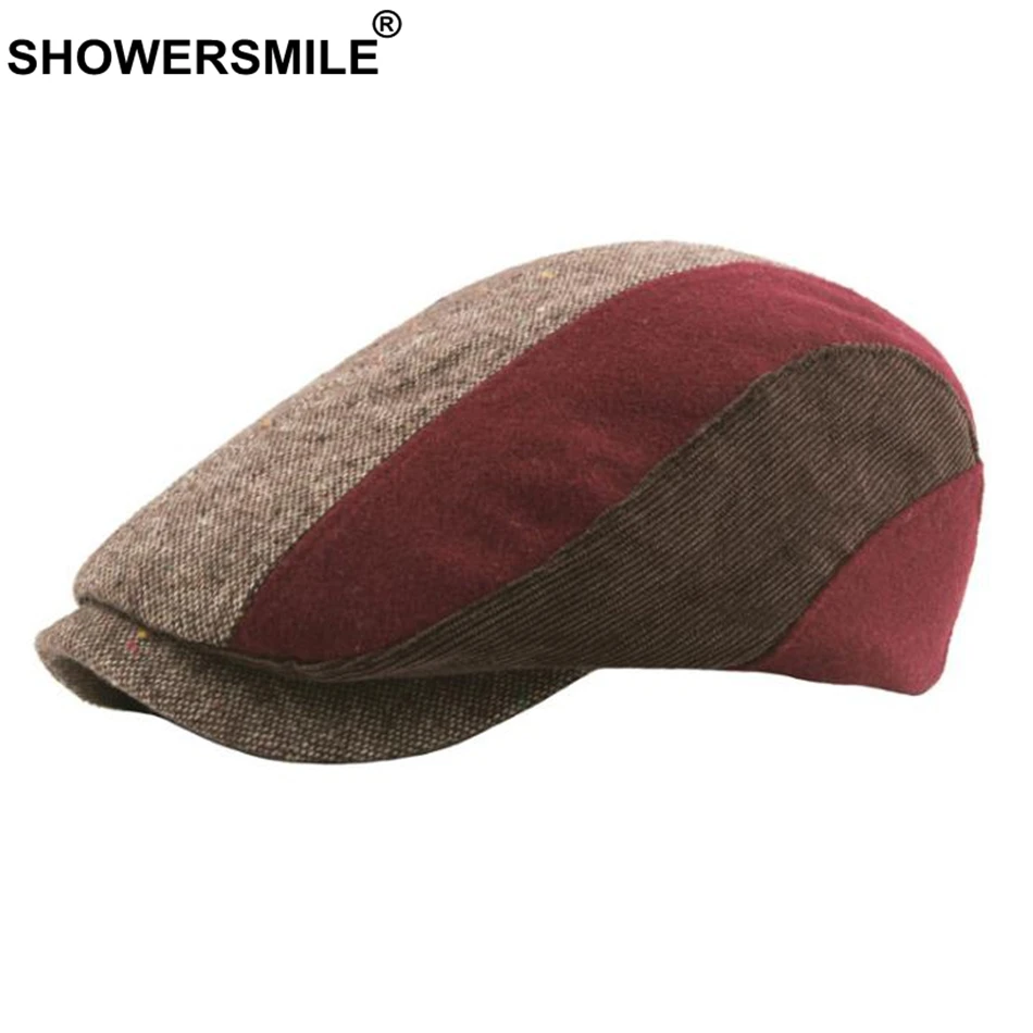 Кепка SHOWERSMILE в стиле пэчворк береты клетку плоские кепки женские твидовые шапки с