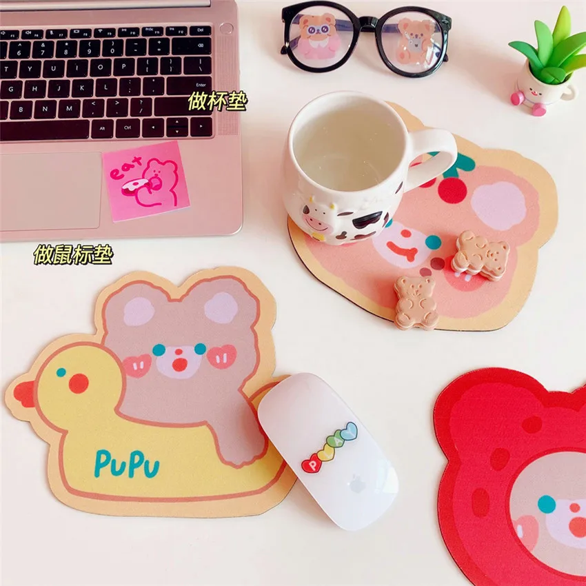 Tapete de Mesa Almofada para Meninas Kawaii Meninas Urso Mouse Almofada Bonito Almofadas Japonês Escritório Estacionário Decoração Copo Presente 5 High Quality Material escolar e de escritório