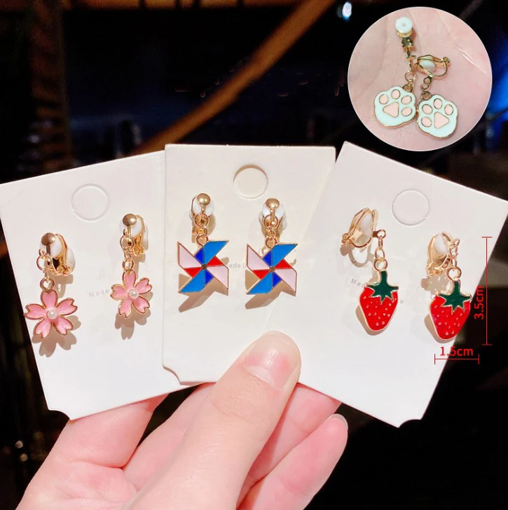 Children Cute Animal Flowers Star Moon Ear Clip Creative Cartoon Girl Earring Clip Princess Sweet Earring Jewelry Gift clip earrings ear clip earrings stud earrings ear clip