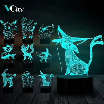 

VCity Pokemon Eevee 3D Nightlight 7 Colors Changing Lamp Lovely Gifts For Kids Fans Atmosphere Lighting Decor Touch Remote Base