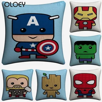 

Avengers Superhero Pattern Linen Soft and Comfortable Pillowcase Size 45cmx45cm Home Bedroom Office Hotel Decorative Pillowcase.