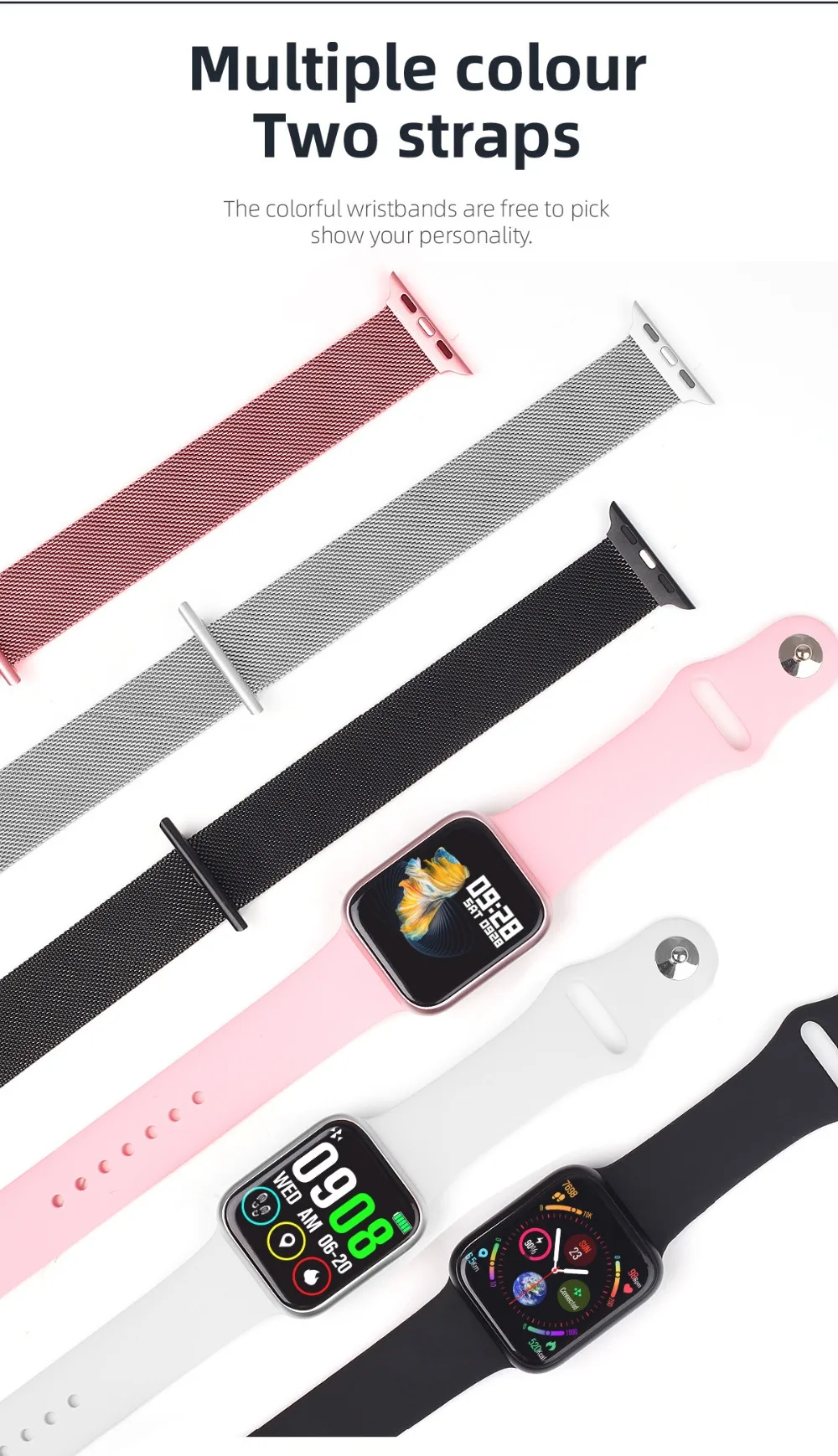 Для женщин мужчин Смарт часы P90 беспроводной зарядки сердечного ритма кровяного давления фитнес-трекер для Apple 38 мм ремешок Android браслет IOS