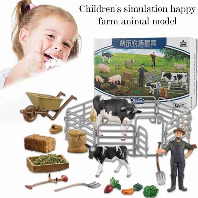 1Set Architecture Farm Model Building Blocks Animals Construction Harvester Horse Set Figures Cow Toy Tractor Carriage N1J4 2
