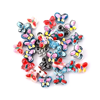 

Colorful Vintage Butterfly Shape Ceramic Beads 50pcs/lot Spacer Beads for Handmade Jewelry Necklace Bracelet Making Accessories