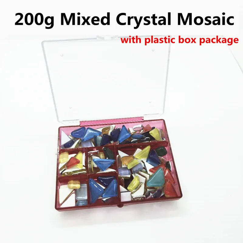 

200g Mixed Crystal Mosaic Tiles Beautiful Colored Glass Square Rhombus Clear Mixed Color DIY Crafts Mosaic Making Children Toys