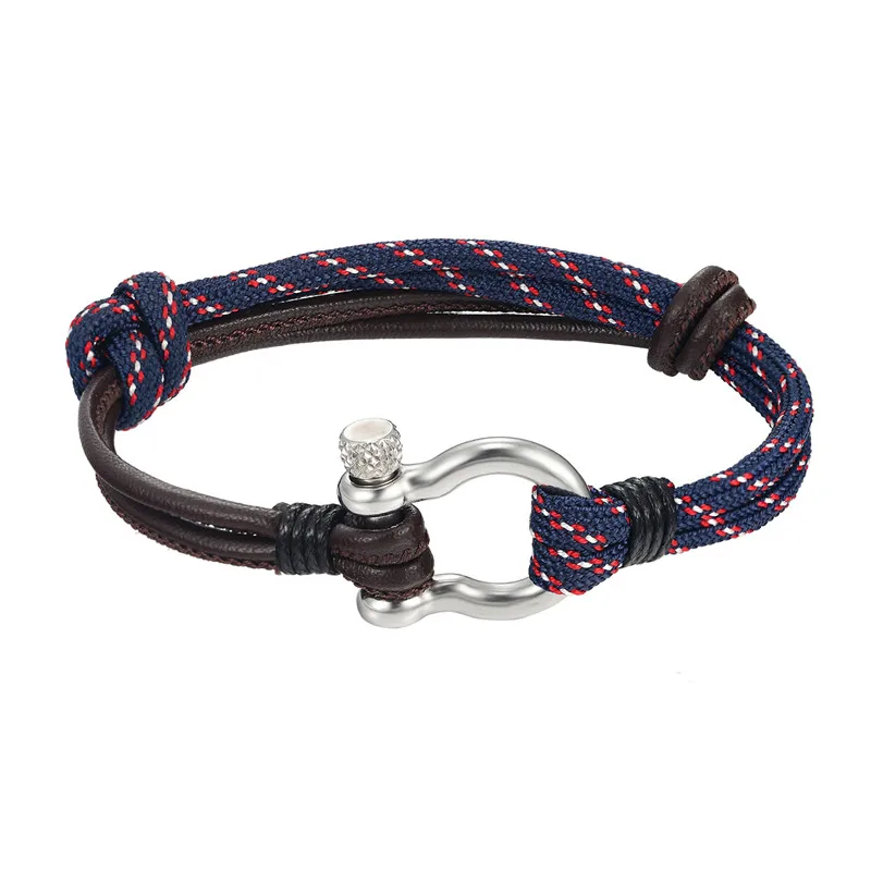 SCM261 Classic National Flag Bracelets Woven Rope with Leather Survival Bracelet Friendship Gifts Jewelry for women men Lovers Handmade - Окраска металла: SCM261