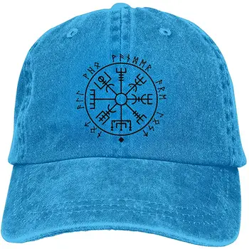 

Ejiazhan7 Compass Retro Adjustable Cowboy Denim Hat Unisex Hip Hop Natural Baseball Caps