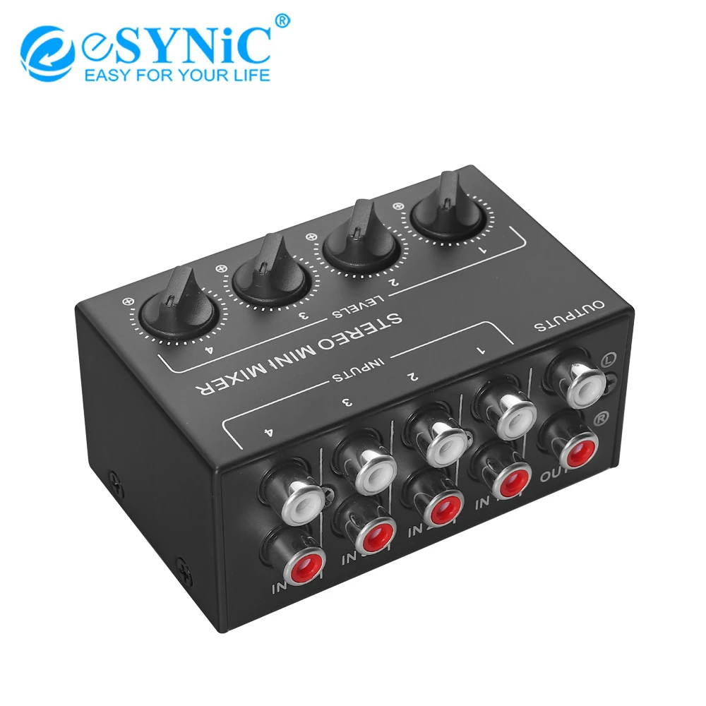 Lrtzizy Cx400 Stereo RCA 4-Channel Passive Mixer Small Mixer Mixer Stereo Dispenser for Live and Studio 