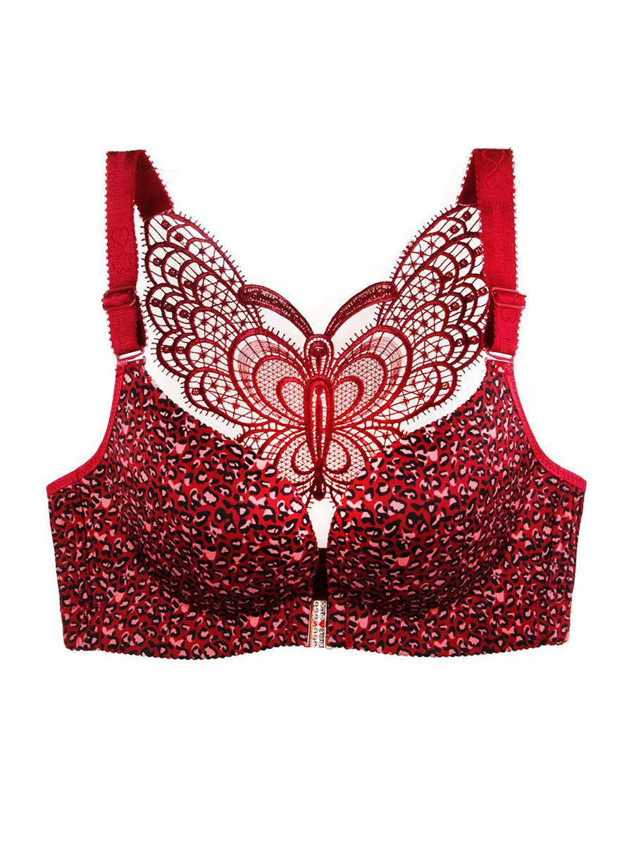Wine red leopard Сексуальные бюстгальтеры для женщин бесшовный бюстгальтер пуш-ап нижнее белье плюс размер бюстгальтер спереди закрытие Bralette большая чашка C D E нижнее белье - Цвет: Wine red leopard