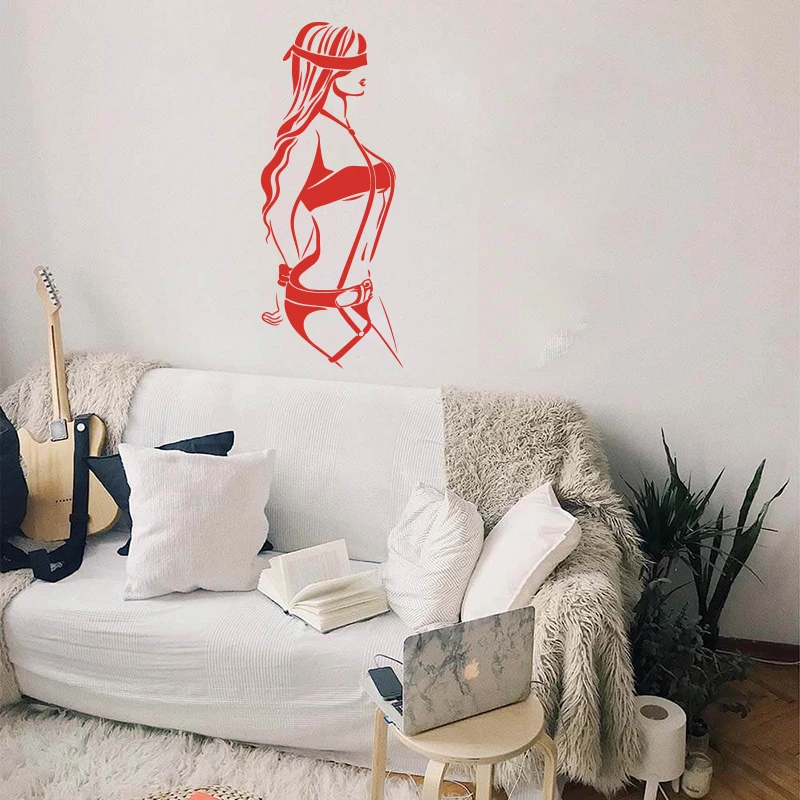 Modern Large Chain Girl Handcuffs Submissive Sex Wall Sticker Girl Room Sexy Girl Woman Wall Decal Bedroom Wedding Decor (2)