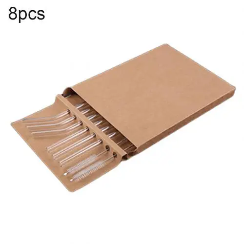 8pcs 5/8/10 шт. прозрачный прямые изогнутые кружка трубки многоразовые, для питья соломинка с щеточка для чистки события вечерние пользу Поставки - Цвет: 8pcs