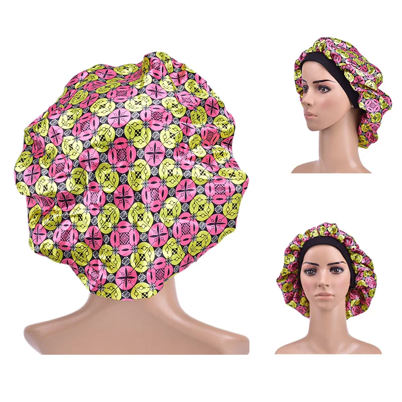 Атласная шапочка для сна, шапочка для душа, шелковая шляпа, шапка для женщин, ночная шапочка для сна, крышка для головы, широкая эластичная лента