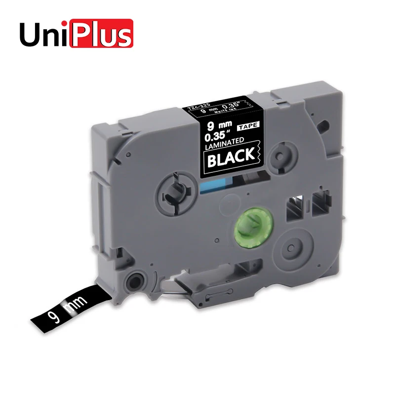 UniPlus белый на черном TZE-325 TZ 325 принтер этикеток 9 мм Совместимость для Brother TZE325 P-сенсорный принтер PT-E110 PT-H100P стикер