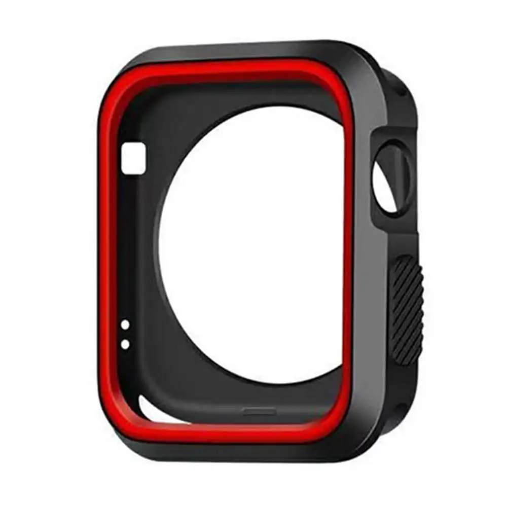 Black Red 38MM Для Apple Watch 3 чехол для часов Силиконовый мягкий чехол Iwatch2 ремешок Броня анти-падение мужской прочный полезный - Цвет: Black Red 38MM