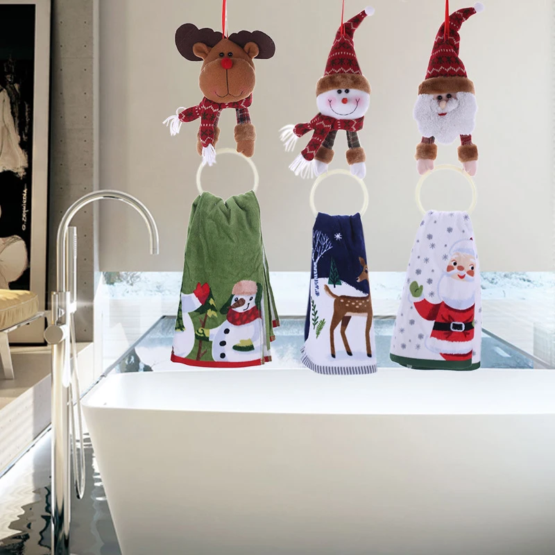 

Towel Hanging Ring Christmas Decoration Santa Claus Doll Towel Hanging Ring Pedant Ornament (the tower not included)
