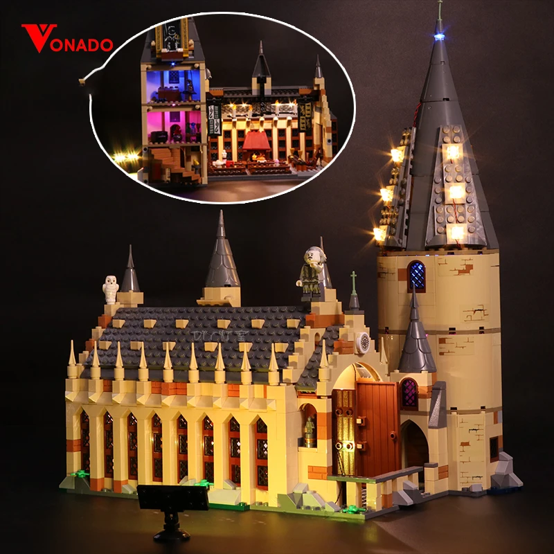Светодиодный светильник совместимый с Lego 75954 Гарри кино 16052 Хогвартс большой зал