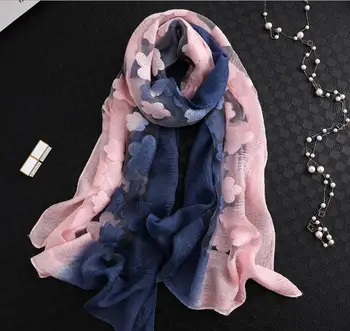 

1PCS New Fashion Women Cut Flowers Hollow Lace Gradient Silk Scarf Spring Shawls women scarves scarf long shawl top sell